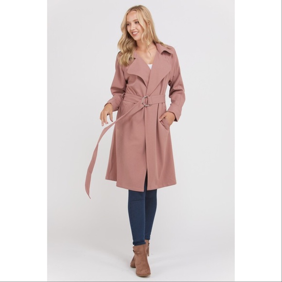 Hannah Beury Jackets & Blazers - LAST ONE!! Belted Trench Crepe Coat-MAUVE